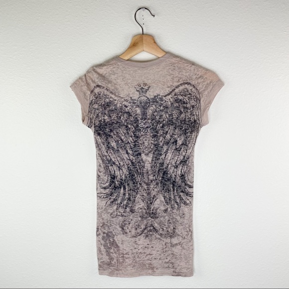 Y2K Beige Studded Cross Mall Goth Shirt - Picture 2 of 4